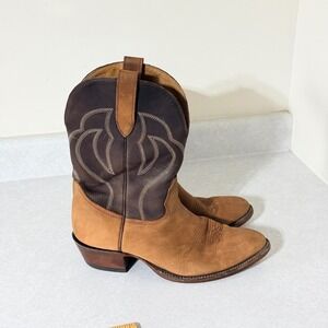 Alberta Boots Two Tone Leather Western Cowboy Boots Brown Pointed Toe Size‎ 11 D